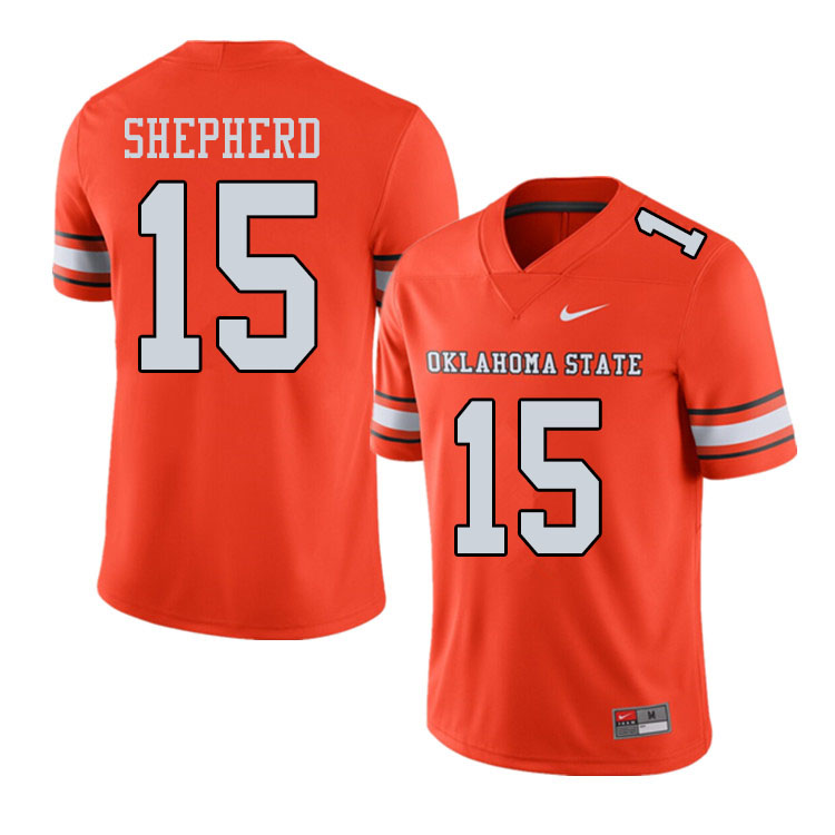 Men #15 Jonathan Shepherd Oklahoma State Cowboys College Football Jerseys Sale-Alternate Orange